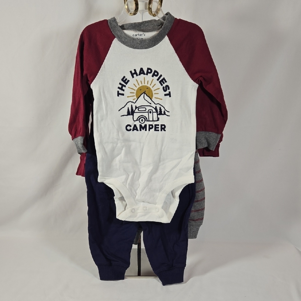 12Mo Carter's 4pc Long Sleeve 'The Happiest Camper' Tees & Pants Set